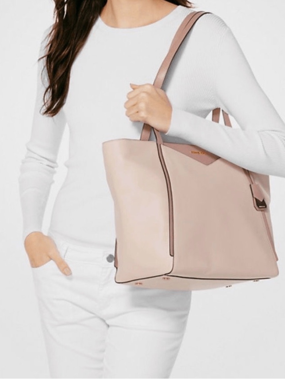 Michael Kors Two-Tone Leather Whitney Tote in Blush w/rose gold hardware